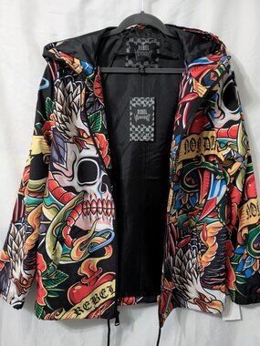 NWT Rebel Vengeance Aop Non Ducor Duco Skulls & Roses Shirt Jacket